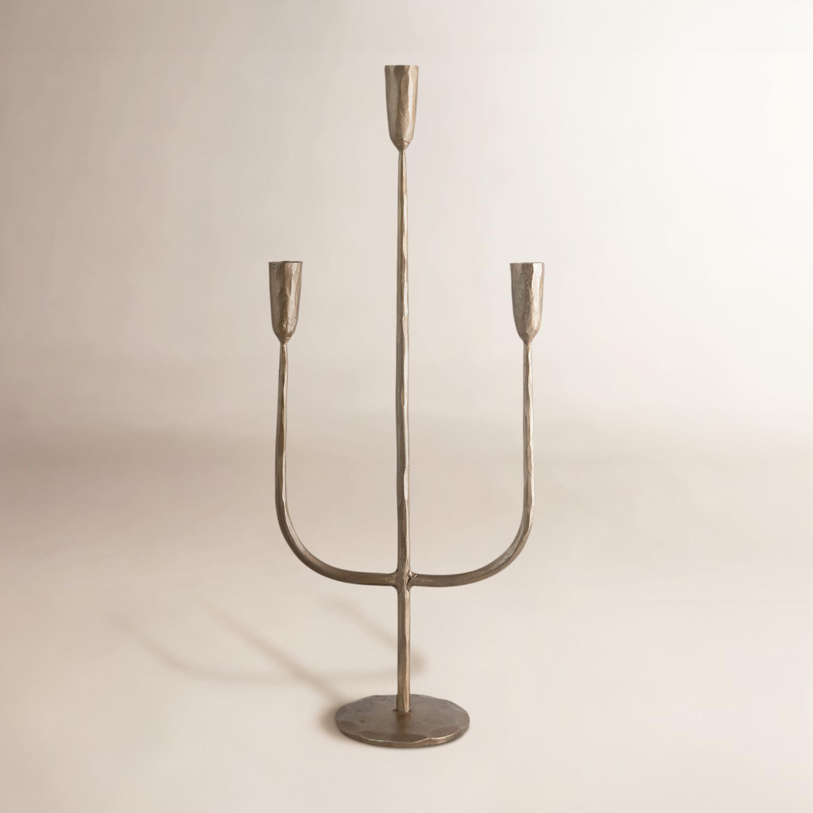 Handcrafted Metal Candelabra, Antique Brass