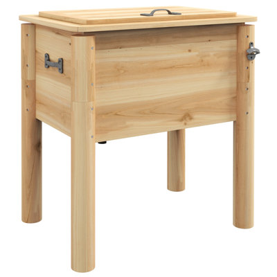 54Qt. Wooden Patio Cooler - Versatile Outdoor Beverage With 3 Handles, Bottle Opener, Galvanized Lining For Poolside Party, Natural Practical Opener & Handles Deck, Poolside,