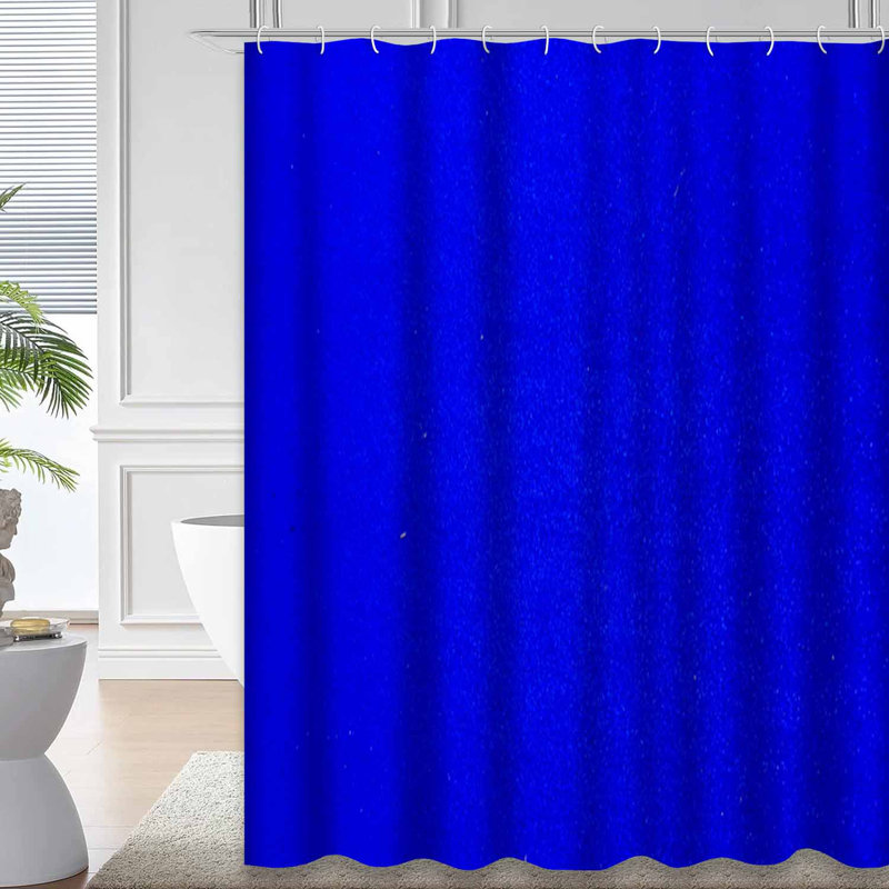 Rideau de douche bleu à motif abstrait en velours bleu avec 12 crochets, L 72 po x l 78 po
