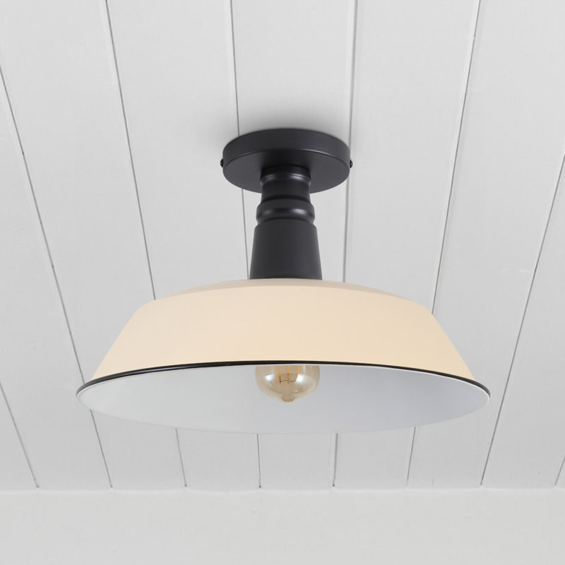 Plafonnier semi-encastré 1 lumière 14 po, Amande mate