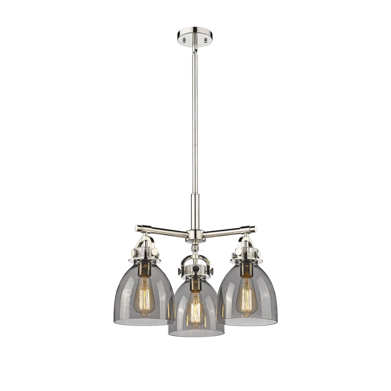 Luminaire suspendu sur tige 7 lumières Sloatsburg, Plaqué couleur fumée, Nickel poli