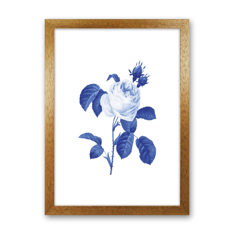 Blue Botanic I 1 Piece Wall Art, 46cm H x 34cm W x 3cm D, Brown Framed