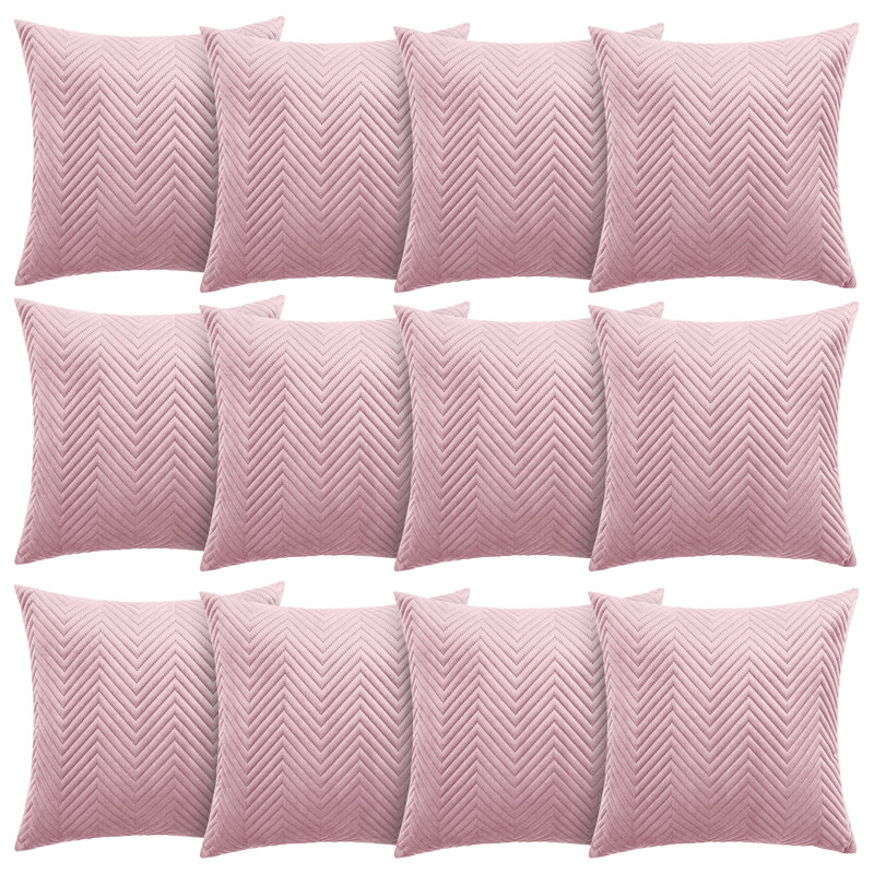 Aspire Homeware Embossed Square Velvet Cushion Cover, Pink, Pack of 12