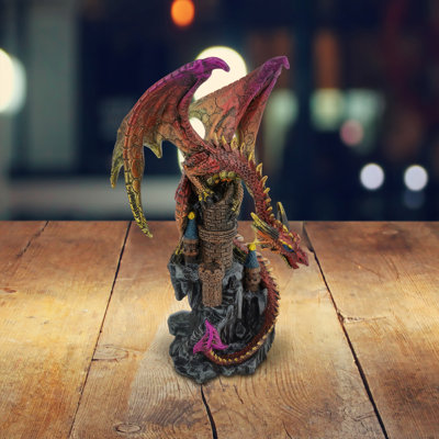 5.25"H Dragon on Castle Figurine
