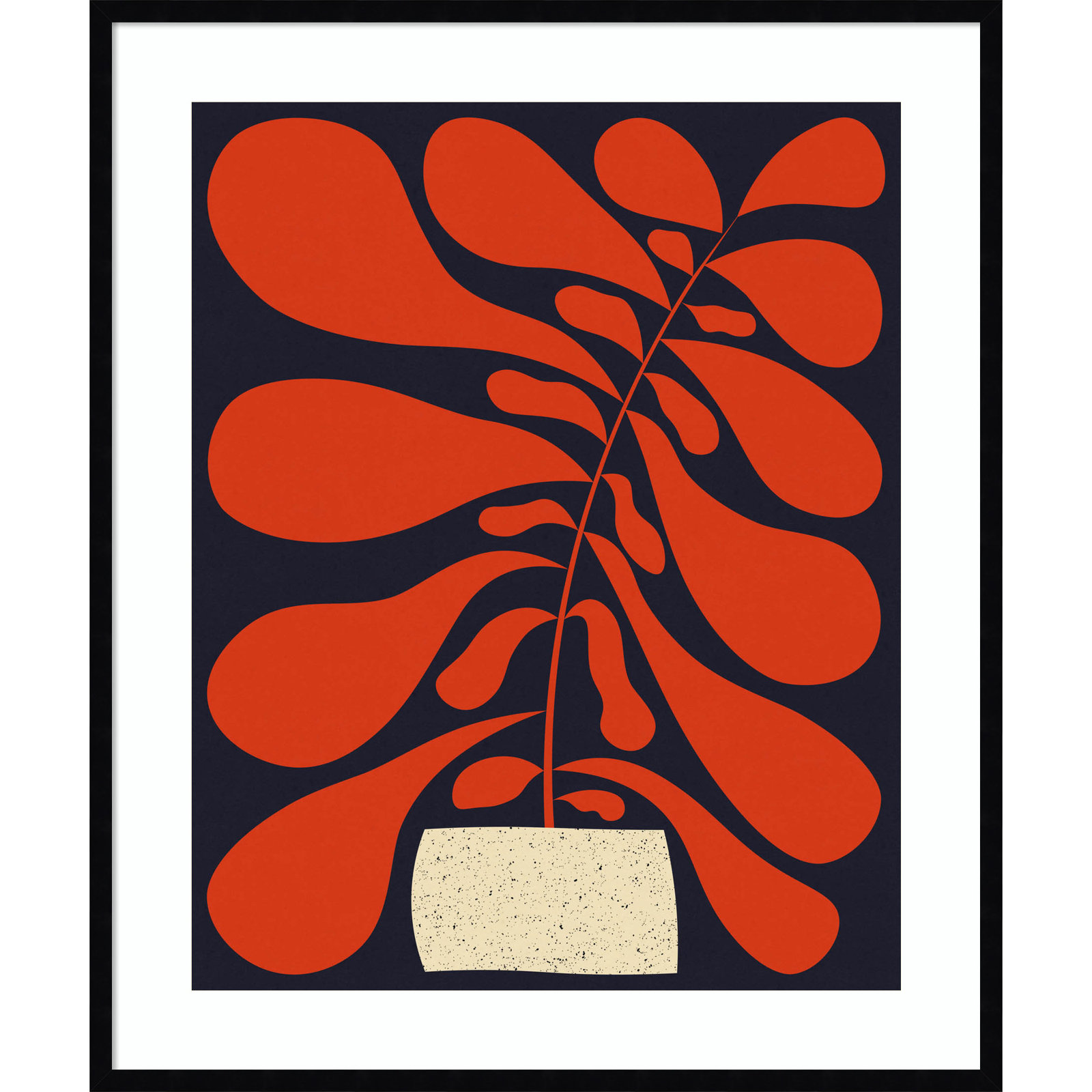 Lynne "Lazy Plant No. 1" Print, Black, 40" H x 33" W