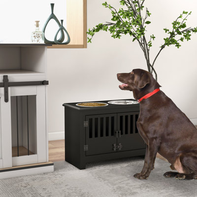 PawHut Dog Food Storage Cabinet with Bowls & Dog Feeding Station