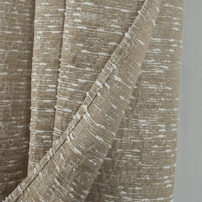 Paire de rideaux en jacquard tissé Aryella, Taupe, 54 po x 90 po, 1