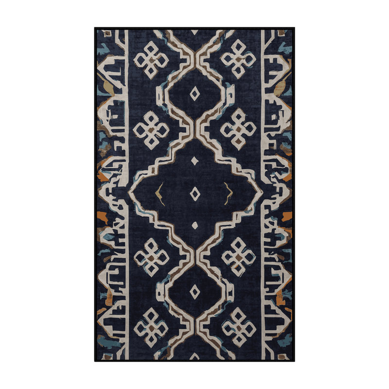 Chenille Washable Abstract Indoor Rug, Rectangle 4' x 6'