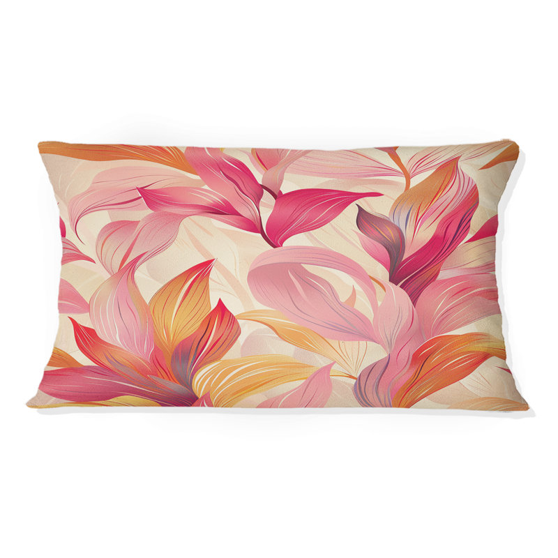 Coussin lombaire à motif floral rose et or rose II