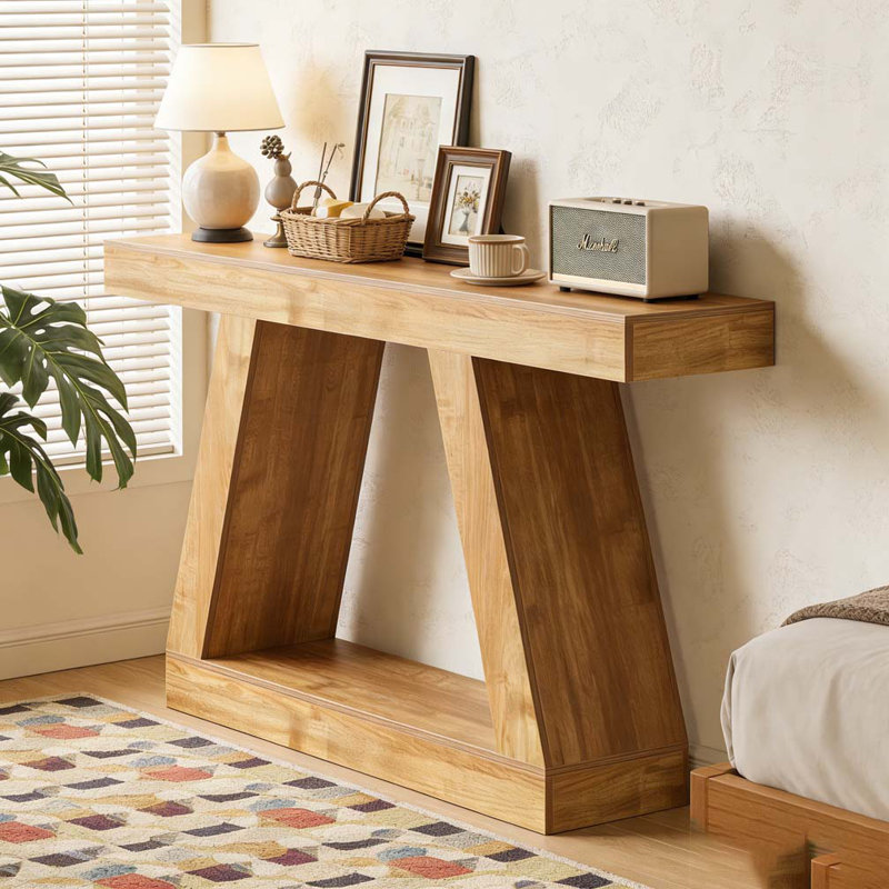 Sofa Table,Storage Console Table, Natural