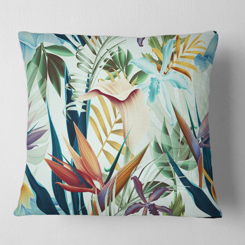Fleurs tropicales V Itage - coussin imprimé tropical, 18" x 18"