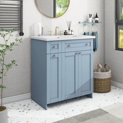 Michaelina 30'' Free Standing Single Bathroom Vanity with Resin Top -  Winston Porter, 236FDE7A2A1D405299D1A82901413246