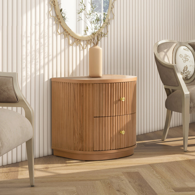 Mackenzie 24" 2-Drawer Storage Side Table, Brun
