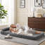 Chaise de sol pliable avec dossier et coussin de soutien lombaire, gris foncé-1050031760