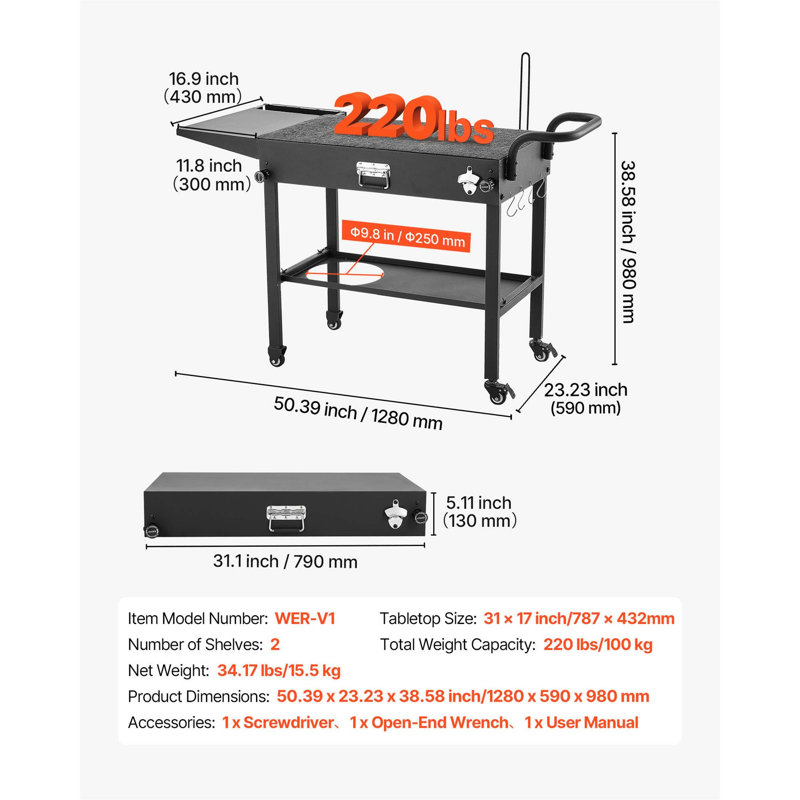 Versatile Outdoor Grill Cart with Large Tabletop, Foldable Design, and Multiple Storage Options for Efficient BBQ Prep