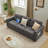 88” W Faux Leather Couch With Square Armrests-422103570