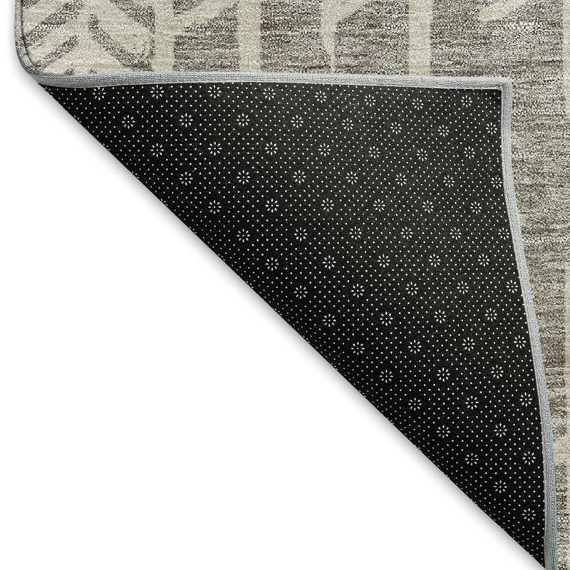 Tapis taupe Prisco lavable à la machine de qualité supérieure, Rectangulaire 3 pi x 5 pi