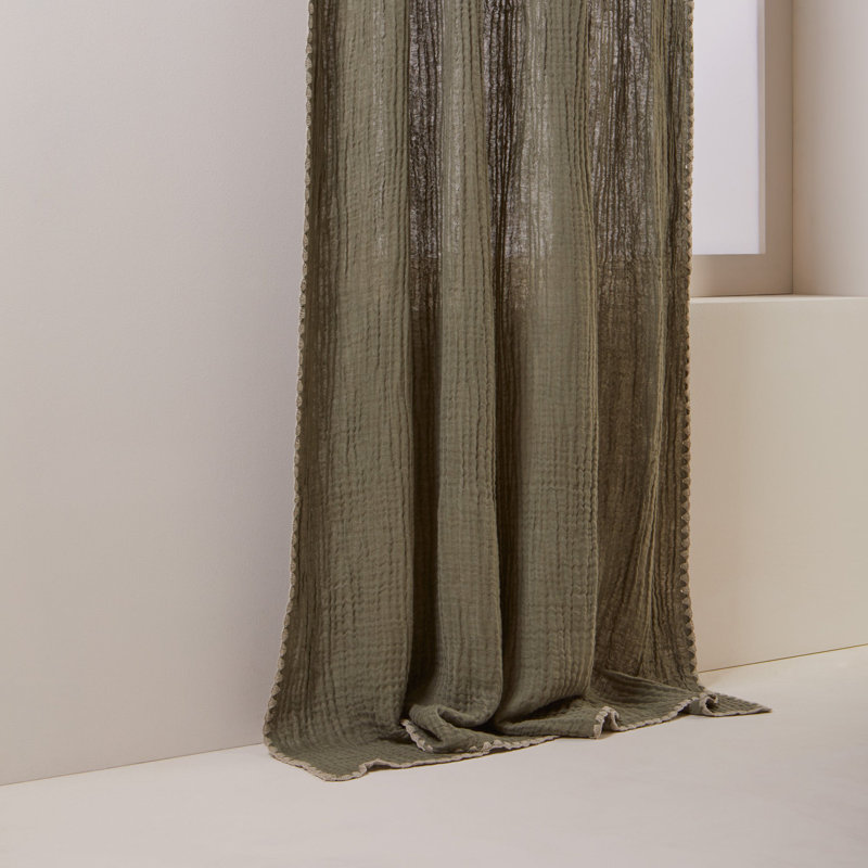 Cotton Blend Curtain Single Panel, 250 x 280cm, Green