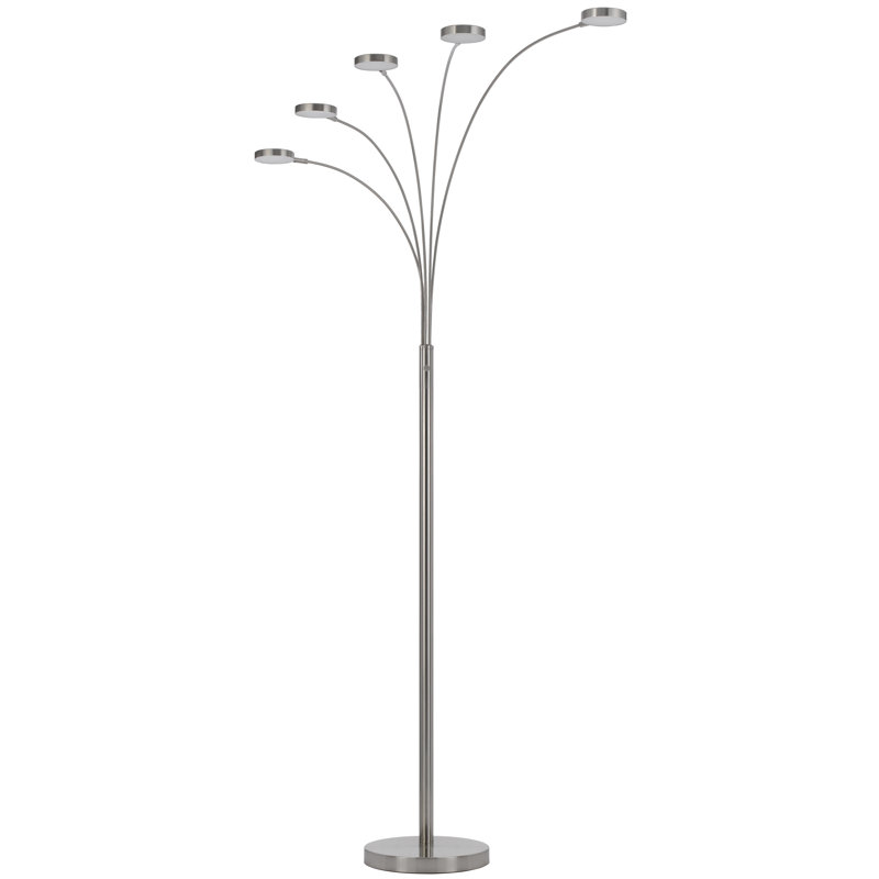 Lampe sur pied à DEL en métal 8 W x 5 Riner, Acier brossé