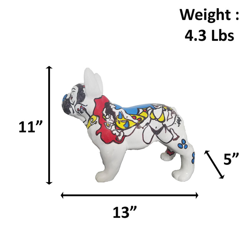 Statue en résine bulldog français debout