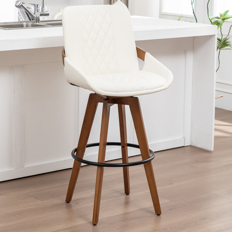 Tabourets de bar et de comptoir pivotants modernes rembourrés, Tabouret de bar (siège d'une hauteur de 30,37 po), Blanc
