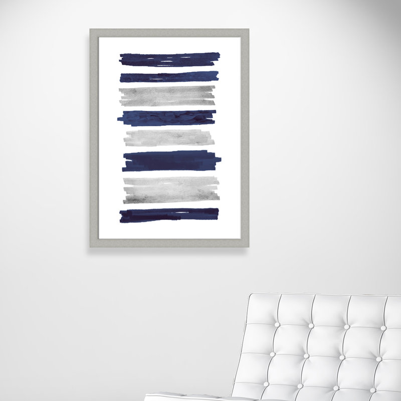 «Olexandra Indigo Paint Streaks», reproduction encadrée