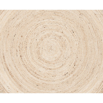 Padley Round Handwoven Jute Beige Area Rug