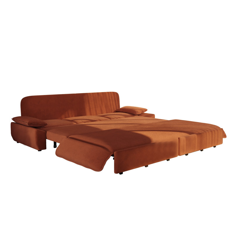 94.5" King Size Pull Out Sofa Bed, 3-in-1 Convertible Sleeper Sofa, Multi-functional Corduroy Sofa Bed For Living Room & Bedroom