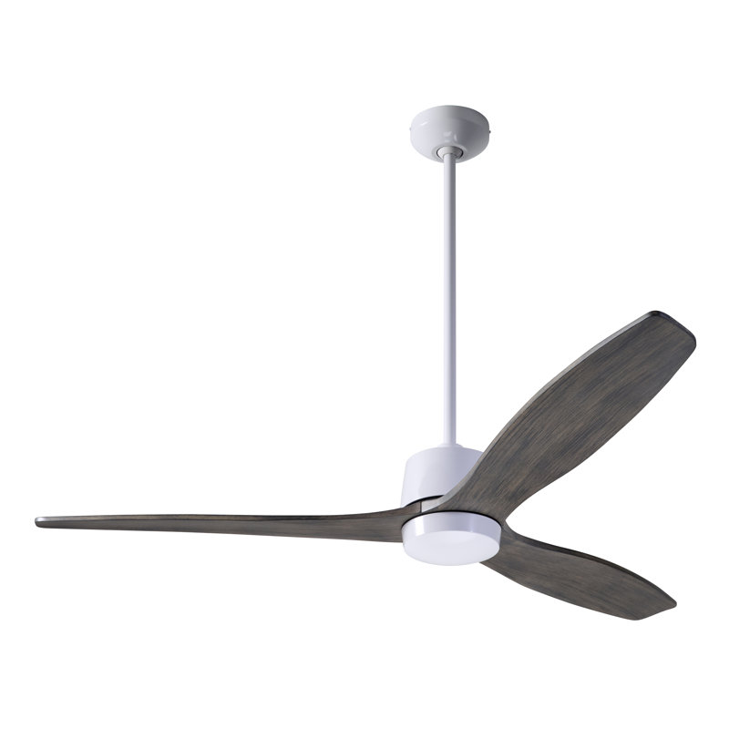 Arbor 54'' Ceiling Fan, Gloss White, Graywash, Wall Control