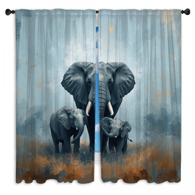 Rideaux obscurcissant Elephant Family In Grassland