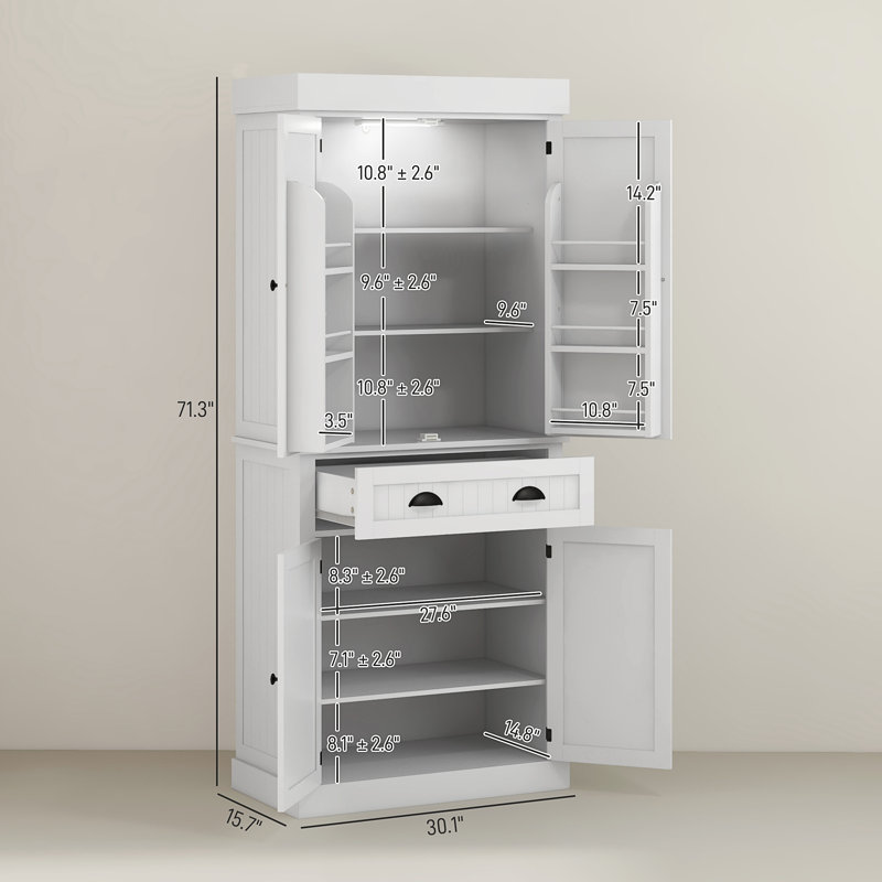 Garde-manger de style nordique avec lumières DEL, Blanc