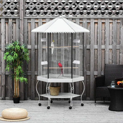Cage à oiseaux 77 po, intérieur spacieux avec rangement pratique, cage à volière en acier, rangement innovant pour oiseaux,