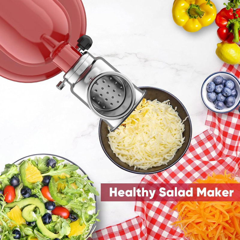 Râpe à fromage et trancheuse Gvode, compatible avec KitchenAid®, tout acier, 4 pales