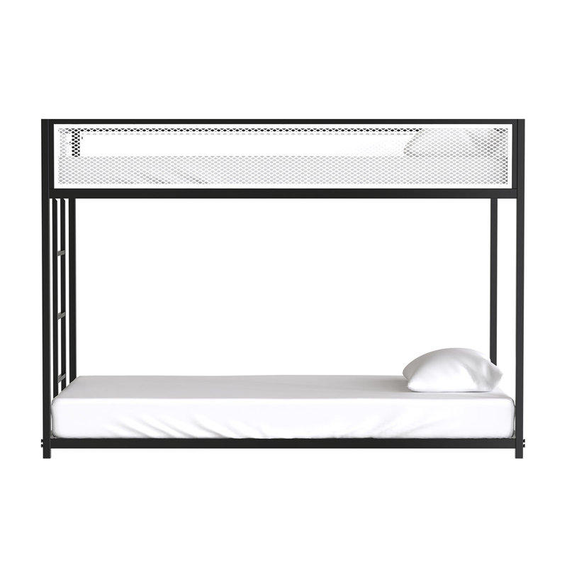 Lit double superposé en métal de style contemporain avec structure en métal, Simple sur simple