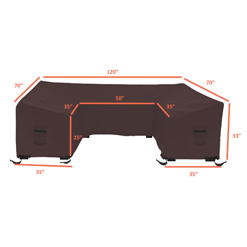 Outdoor Cover, 83.8cm H x 304.8cm W x 88.9cm D, Coffee