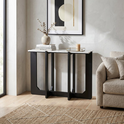 Console rectangulaire en marbre avec base Criss Cross