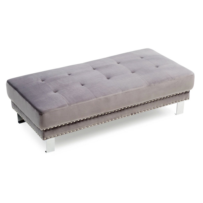 Repose-pieds Caicey, Velours gris velours