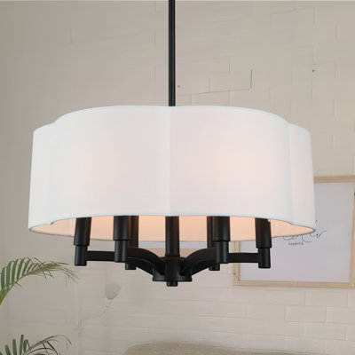 17.5-Inch Wide Fabric Scallop Shade Pendant Lamp