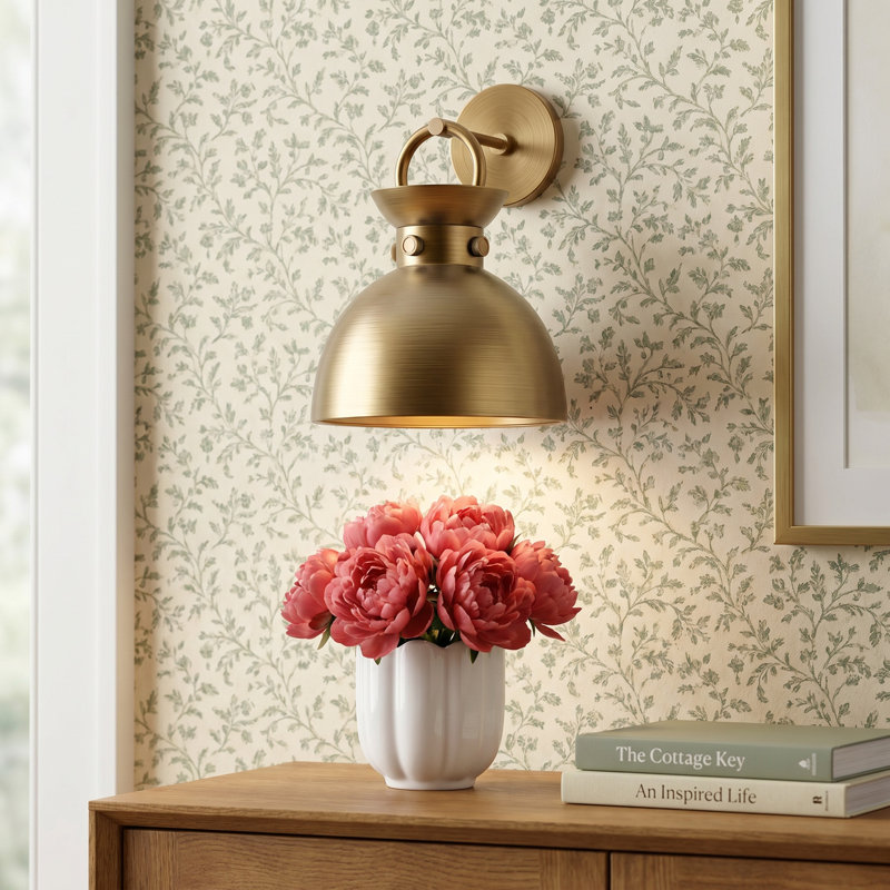 Tinka Armed Sconce, Aged Gold, Matte Black