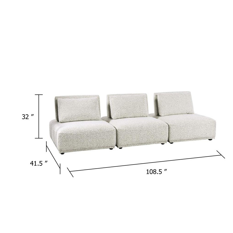 Canapé modulaire 3 places Stavan, boucle gris clair, profondeur d'assise réglable, Boucle gris clair