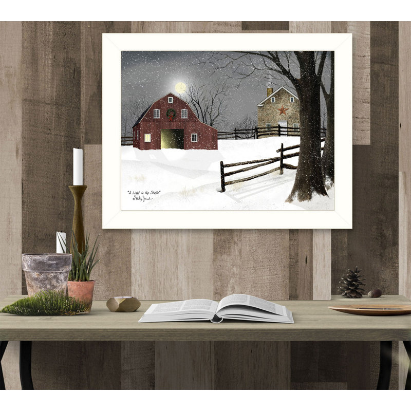 "Light in the Stable" par Billy Jacobs, reproduction encadrée prête à être accrochée, Blanc, H 14 po x l 1 po x P 18 po