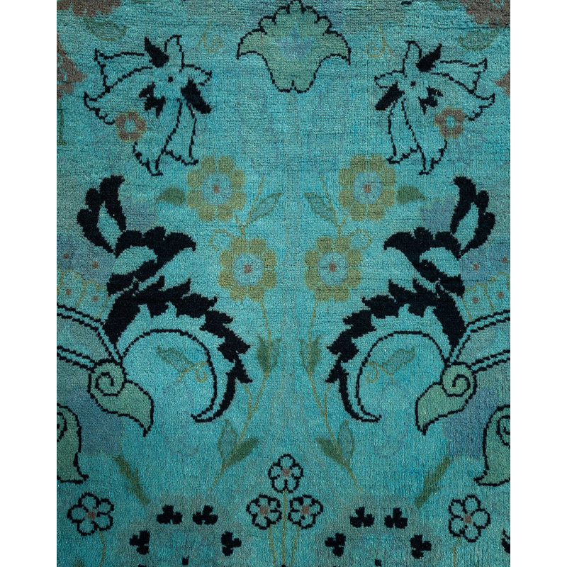 Tapis bleu noué à la main de conception unique Holsworth - bleu