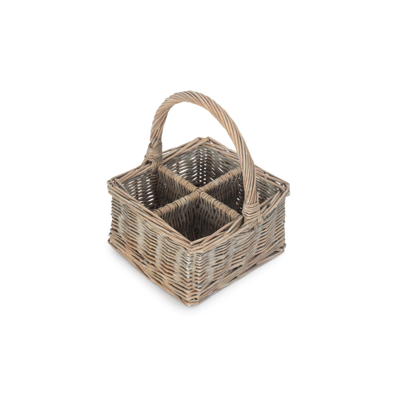 Wicker Square 4 Section Cutlery Basket