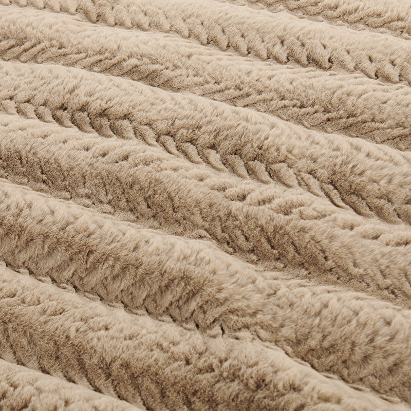 Tread Pattern Rabbit Faux Fur Throw, Light Taupe, 50'' x 60''