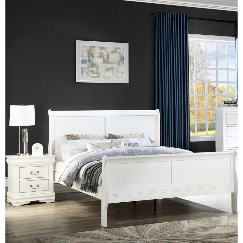 Lit blanc pour lit double en bois massif de taille normale