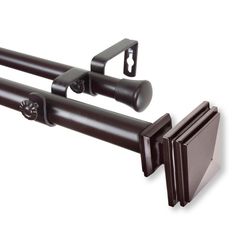 Tringle à rideaux double Avers, l 48 po à 84 po, Acajou