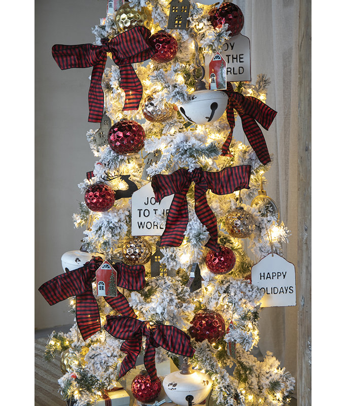 Red Iron and Jute Christmas House Hanging Set of 12