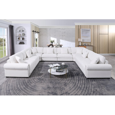 Oversized 8-seats Cloud-comfort Sofa Chenille Reversible Sectional Sofa For Large Living Rooms & Big Spaces