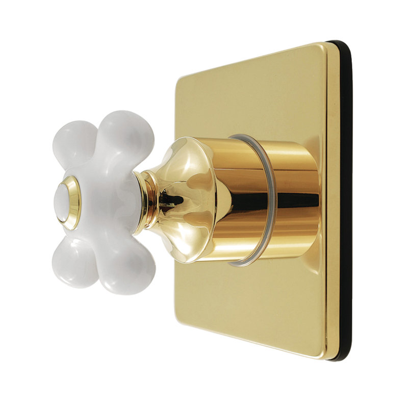 Kingston Brass Restoration Single-Handle Wall Mount Six-Way Diverter Valve with Trim Kit, Polished Brass