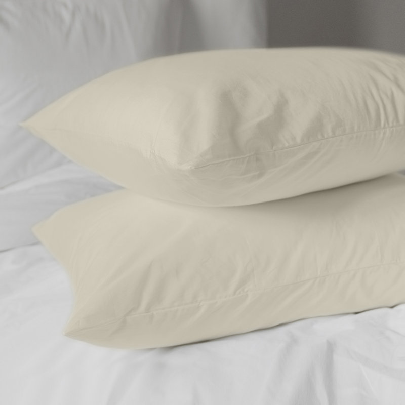 Classic Cool & Crisp 100% Cotton Percale Pillow Case Pair, Cream, Queen